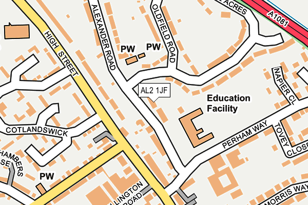 AL2 1JF map - OS OpenMap – Local (Ordnance Survey)