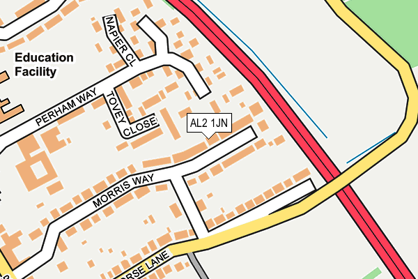 AL2 1JN map - OS OpenMap – Local (Ordnance Survey)