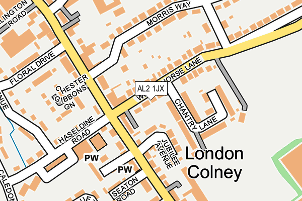 AL2 1JX map - OS OpenMap – Local (Ordnance Survey)