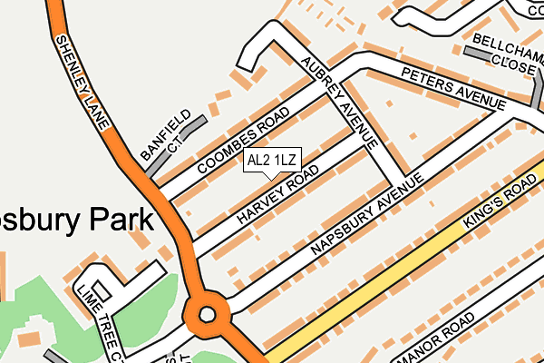 AL2 1LZ map - OS OpenMap – Local (Ordnance Survey)