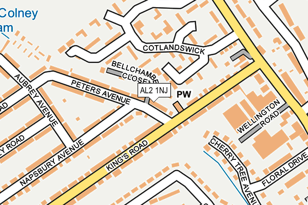 AL2 1NJ map - OS OpenMap – Local (Ordnance Survey)
