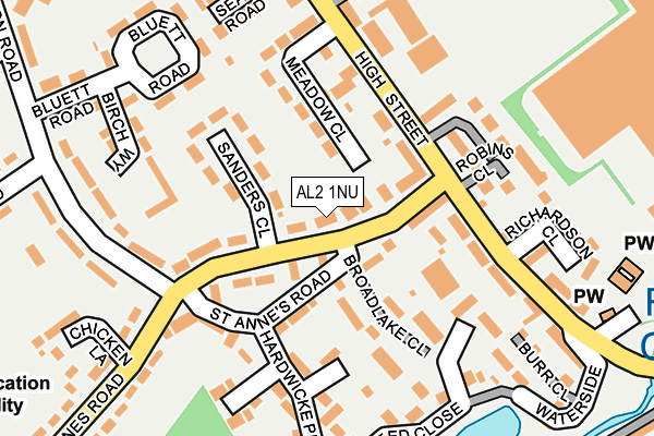 AL2 1NU map - OS OpenMap – Local (Ordnance Survey)