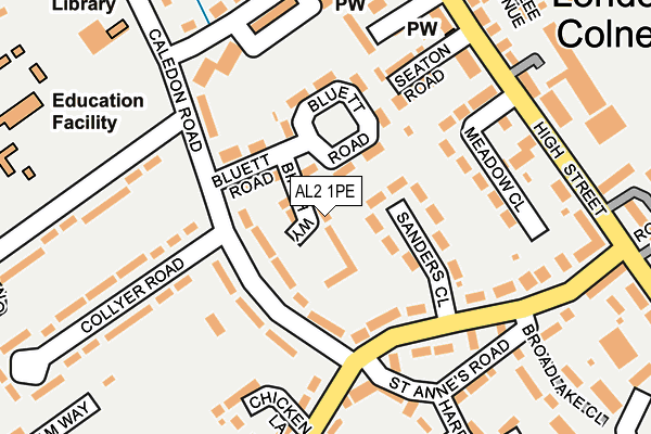 AL2 1PE map - OS OpenMap – Local (Ordnance Survey)