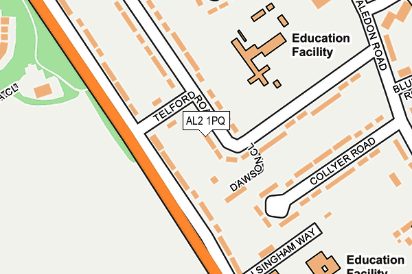 AL2 1PQ map - OS OpenMap – Local (Ordnance Survey)