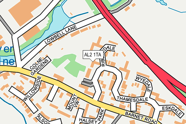 AL2 1TA map - OS OpenMap – Local (Ordnance Survey)
