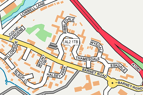 AL2 1TB map - OS OpenMap – Local (Ordnance Survey)