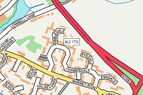 AL2 1TG map - OS OpenMap – Local (Ordnance Survey)