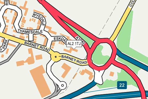 AL2 1TJ map - OS OpenMap – Local (Ordnance Survey)
