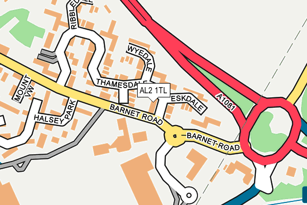 AL2 1TL map - OS OpenMap – Local (Ordnance Survey)