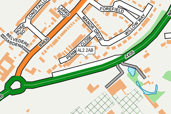 AL2 2AB map - OS OpenMap – Local (Ordnance Survey)