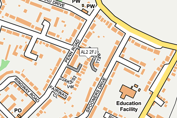 AL2 2FJ map - OS OpenMap – Local (Ordnance Survey)