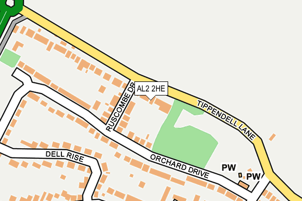 AL2 2HE map - OS OpenMap – Local (Ordnance Survey)