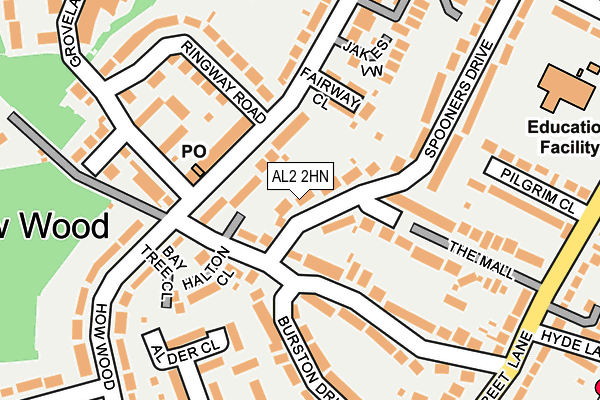 AL2 2HN map - OS OpenMap – Local (Ordnance Survey)