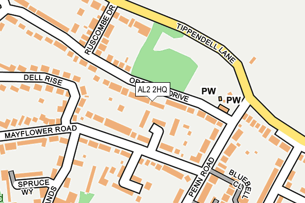 AL2 2HQ map - OS OpenMap – Local (Ordnance Survey)