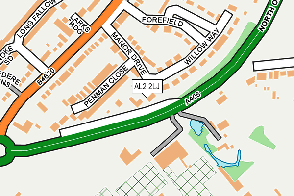 AL2 2LJ map - OS OpenMap – Local (Ordnance Survey)