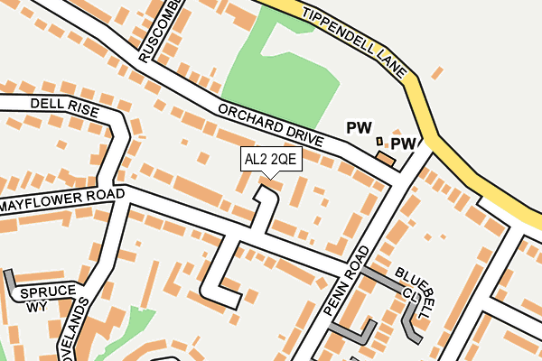 AL2 2QE map - OS OpenMap – Local (Ordnance Survey)