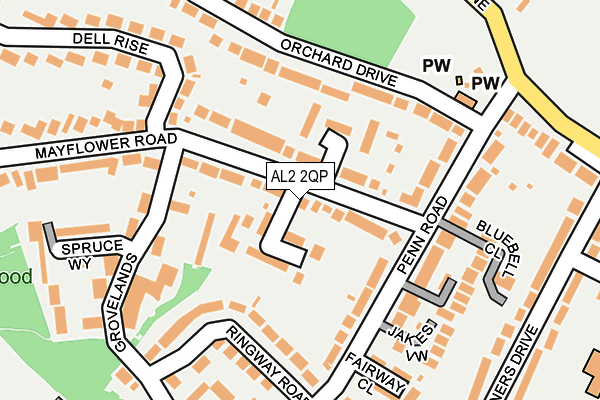 AL2 2QP map - OS OpenMap – Local (Ordnance Survey)