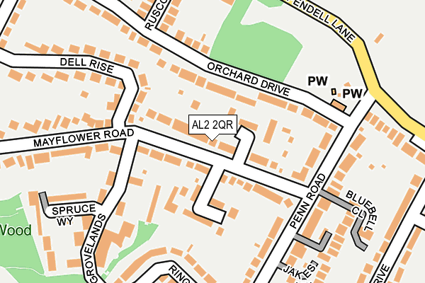 AL2 2QR map - OS OpenMap – Local (Ordnance Survey)