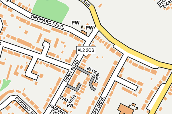 AL2 2QS map - OS OpenMap – Local (Ordnance Survey)