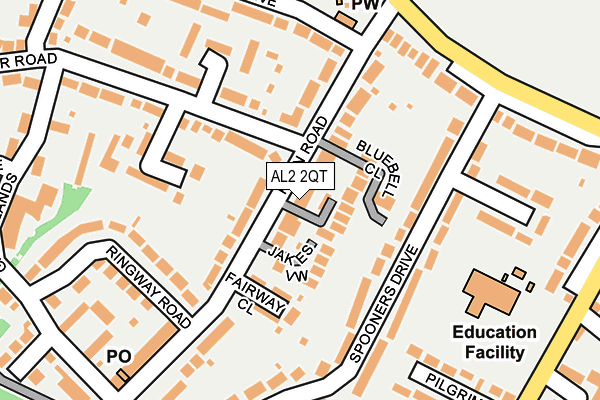 AL2 2QT map - OS OpenMap – Local (Ordnance Survey)