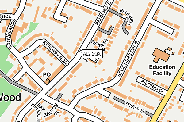 AL2 2QX map - OS OpenMap – Local (Ordnance Survey)