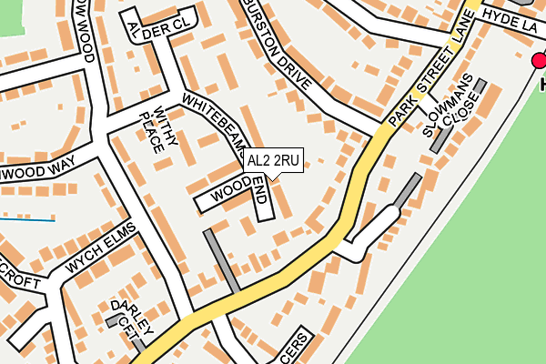 AL2 2RU map - OS OpenMap – Local (Ordnance Survey)