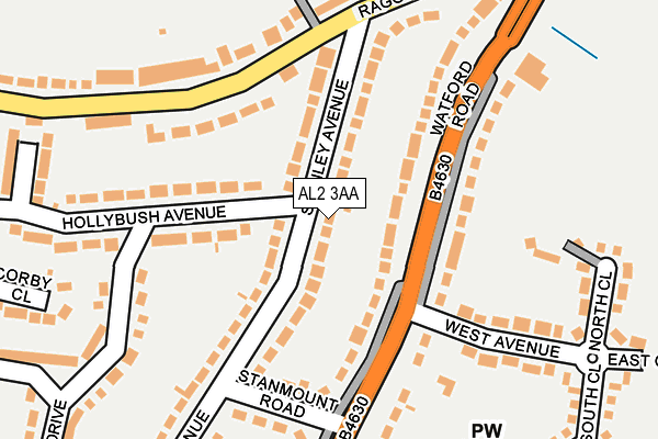 AL2 3AA map - OS OpenMap – Local (Ordnance Survey)