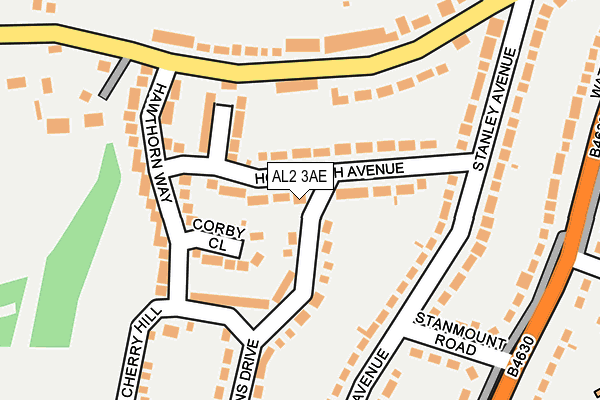 AL2 3AE map - OS OpenMap – Local (Ordnance Survey)