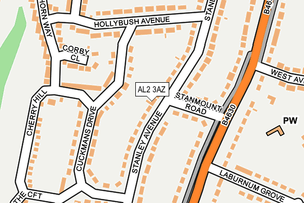 AL2 3AZ map - OS OpenMap – Local (Ordnance Survey)