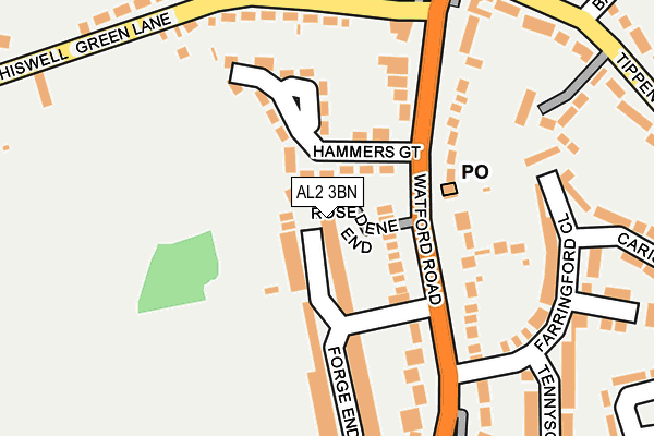 AL2 3BN map - OS OpenMap – Local (Ordnance Survey)