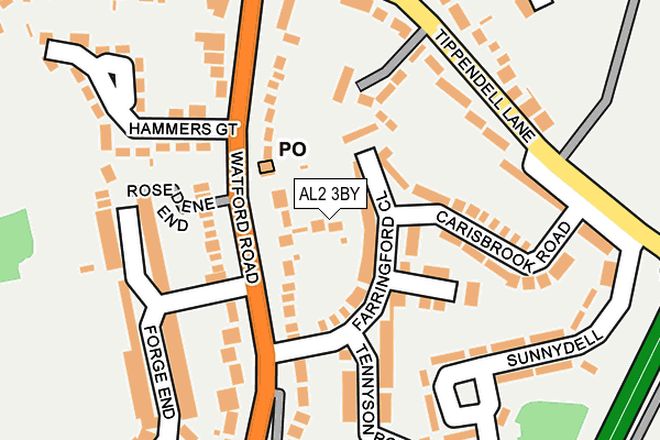 AL2 3BY map - OS OpenMap – Local (Ordnance Survey)
