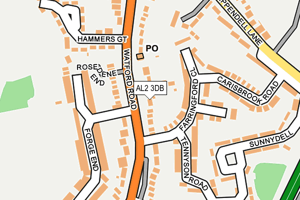 AL2 3DB map - OS OpenMap – Local (Ordnance Survey)