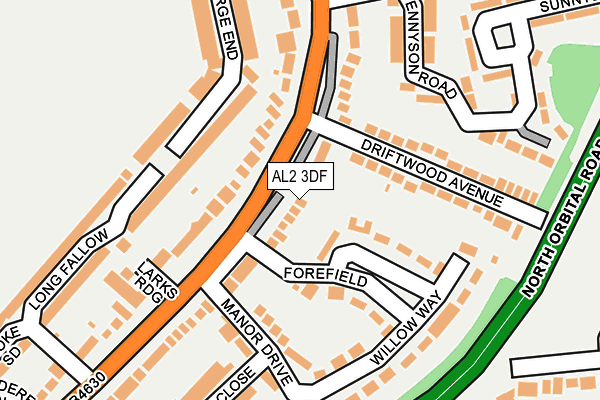 AL2 3DF map - OS OpenMap – Local (Ordnance Survey)
