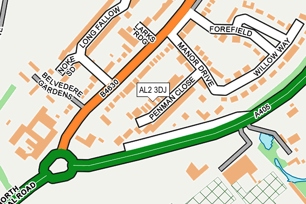 AL2 3DJ map - OS OpenMap – Local (Ordnance Survey)