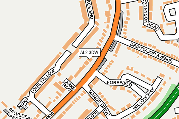 AL2 3DW map - OS OpenMap – Local (Ordnance Survey)