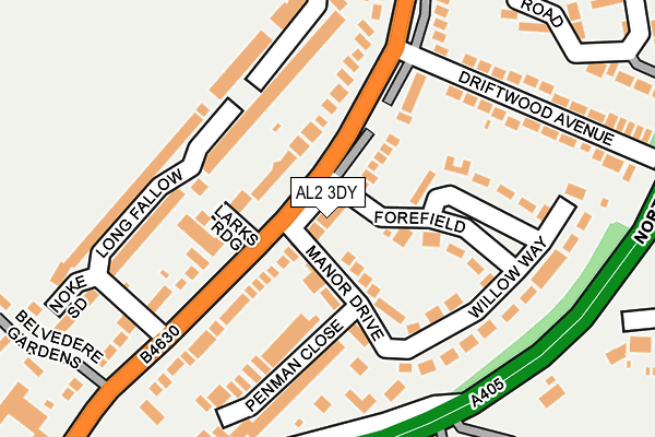 AL2 3DY map - OS OpenMap – Local (Ordnance Survey)