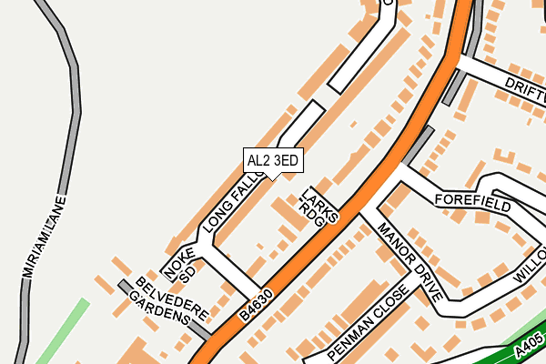 AL2 3ED map - OS OpenMap – Local (Ordnance Survey)