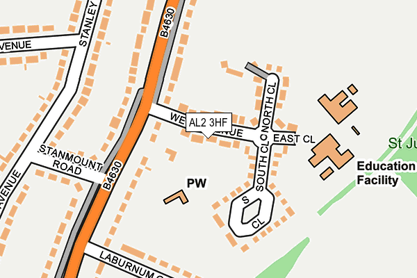 AL2 3HF map - OS OpenMap – Local (Ordnance Survey)