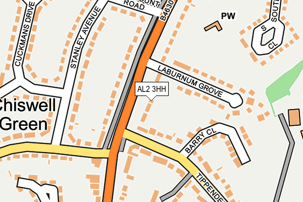 AL2 3HH map - OS OpenMap – Local (Ordnance Survey)