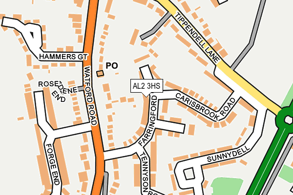 AL2 3HS map - OS OpenMap – Local (Ordnance Survey)