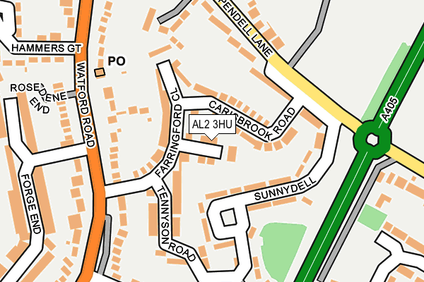 AL2 3HU map - OS OpenMap – Local (Ordnance Survey)