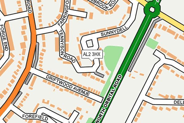 AL2 3HX map - OS OpenMap – Local (Ordnance Survey)