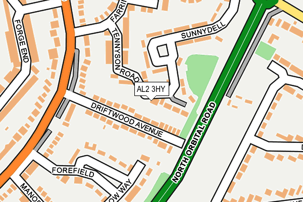 AL2 3HY map - OS OpenMap – Local (Ordnance Survey)