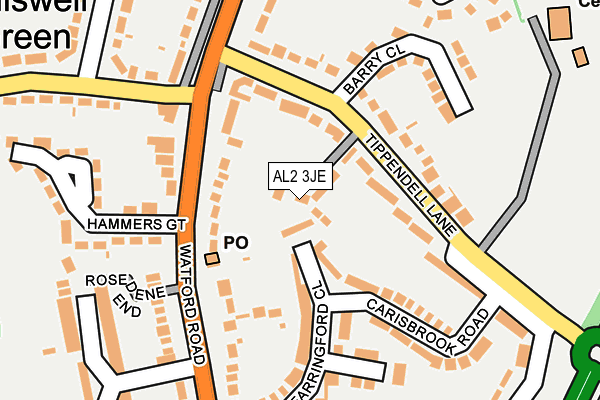 AL2 3JE map - OS OpenMap – Local (Ordnance Survey)