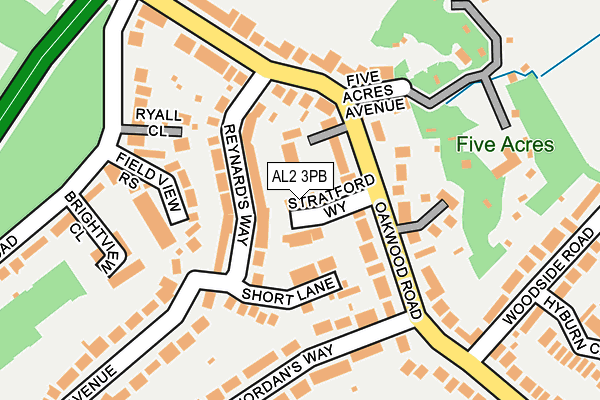 AL2 3PB map - OS OpenMap – Local (Ordnance Survey)
