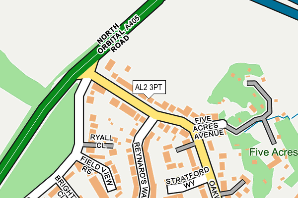 AL2 3PT map - OS OpenMap – Local (Ordnance Survey)