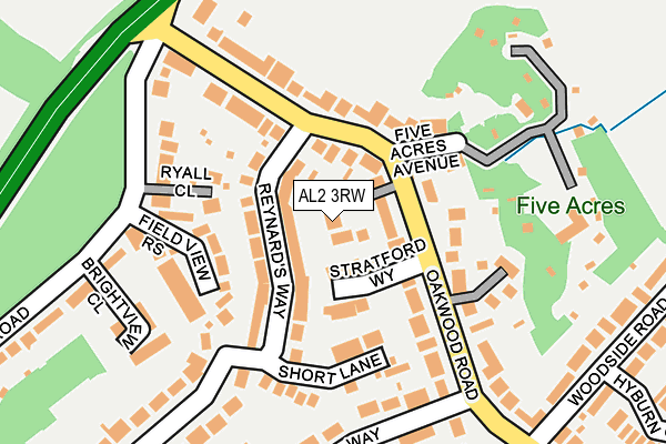 AL2 3RW map - OS OpenMap – Local (Ordnance Survey)