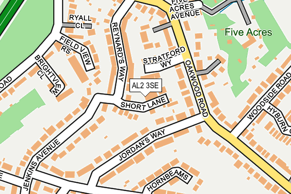 AL2 3SE map - OS OpenMap – Local (Ordnance Survey)