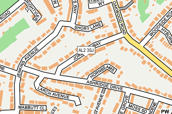 AL2 3SJ map - OS OpenMap – Local (Ordnance Survey)