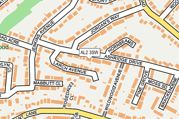 AL2 3SW map - OS OpenMap – Local (Ordnance Survey)